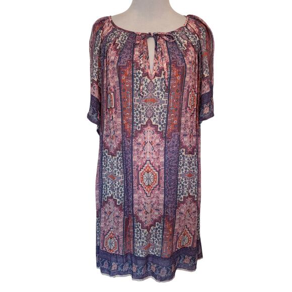 Lucky Brand Tapestry Scarf Print Top Womens Size 3X Pastel Boho Peasant Blouse - Picture 2 of 9